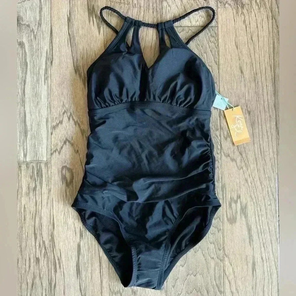 Kona Sol Full Coverage Black One-Piece Swimsuit - Size Small - NWT - Picture 3 of 6